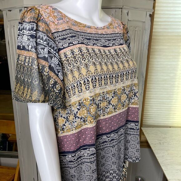 Lucky Brand Boho Flutter Sleeve Top Size Small - Picture 8 of 12